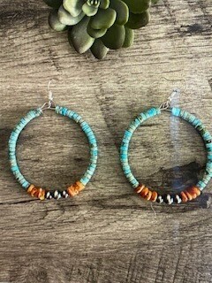 Jewelry/turquoise and spiny oyster earring