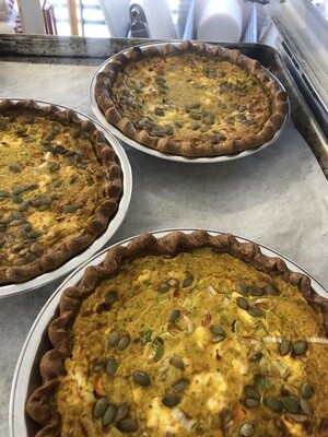 Roasted Savory Delicata Pie with Chèvre and Pine Nuts