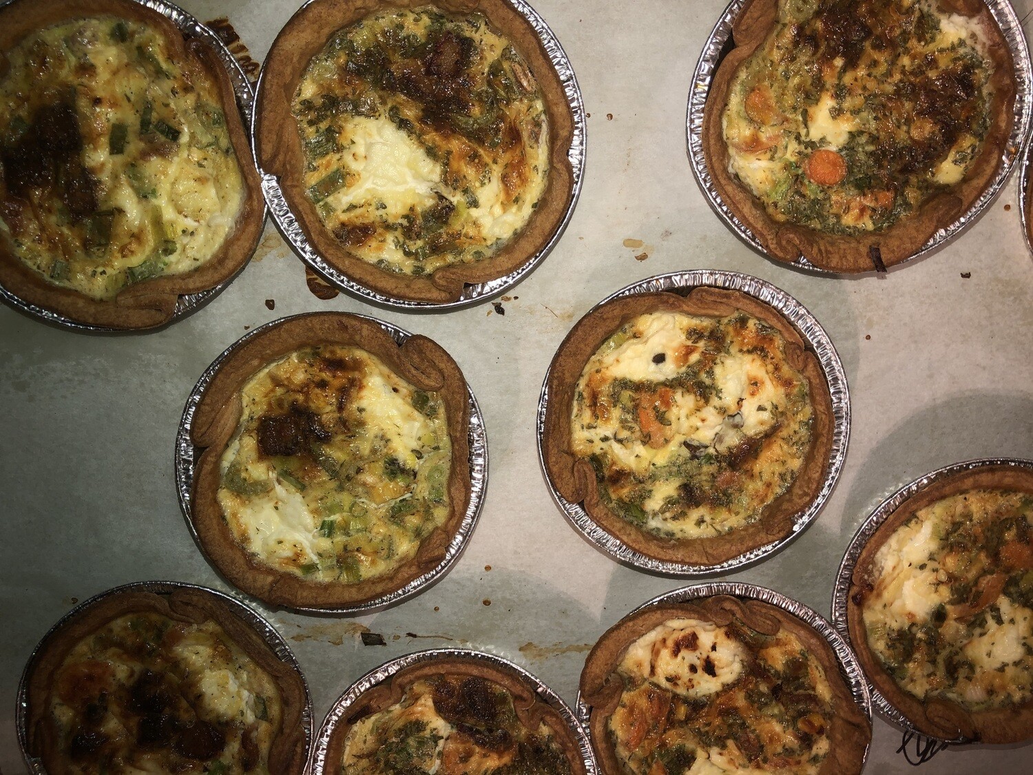 Quiche, Veggie;Green Onion and Asparagus and Swiss