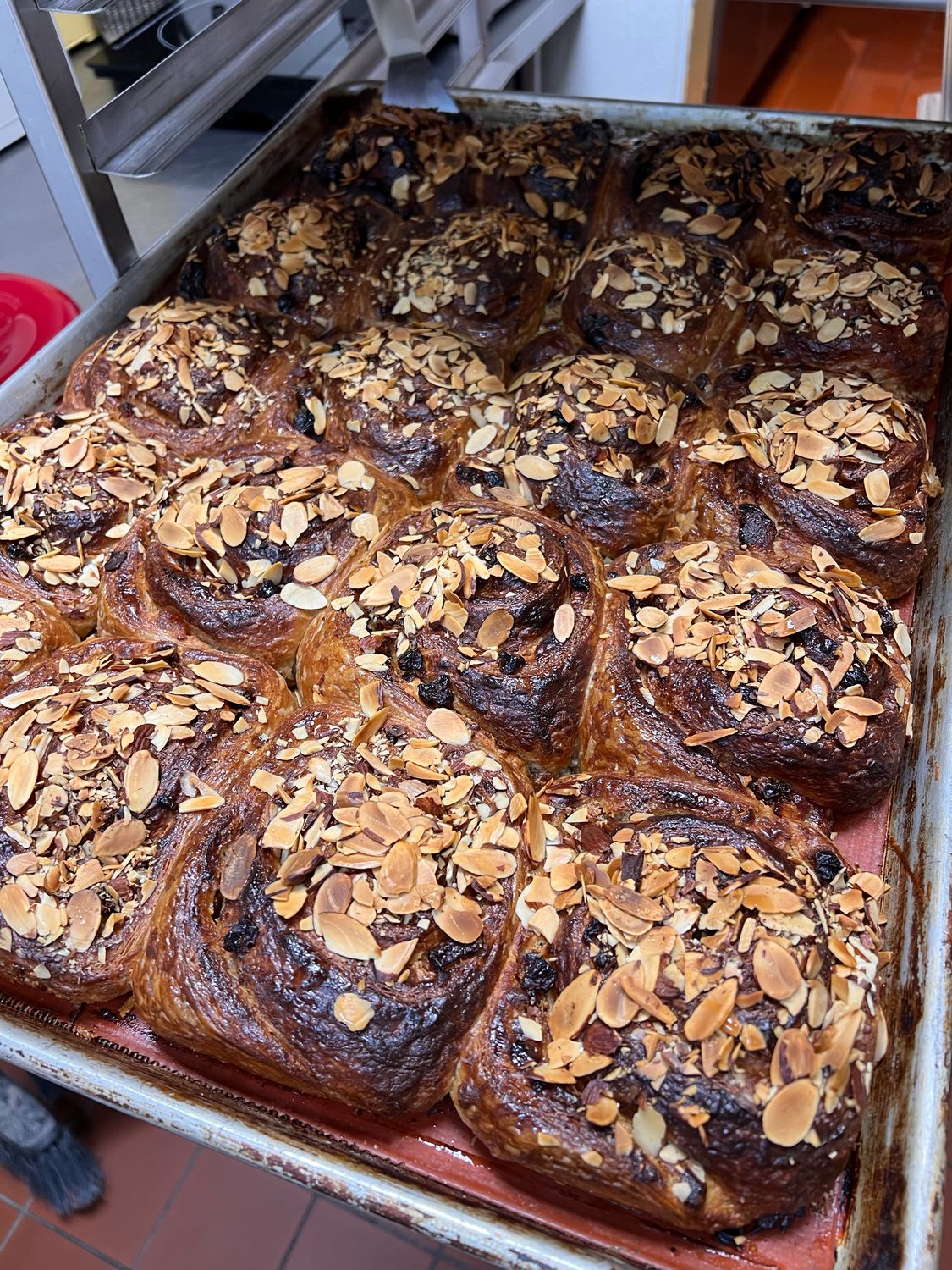 Stollen Fruit Eggnog Morning Rolls with sliced Almonds Stollen Fruit Eggnog Morning Rolls with sliced Almonds