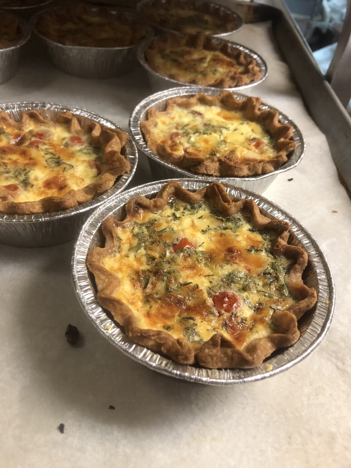 Quiche, Beacon Corn, Zucchini, Green Onions, chèvre (8in)