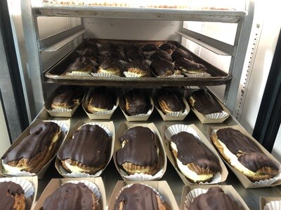 Eclair Vanilla   Rose Scented Geranium Pastry Cream with Fresh Raspberry's
