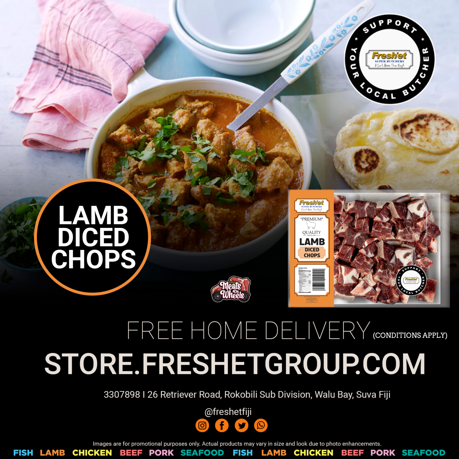 LAMB Diced Curry Chops - 1kg