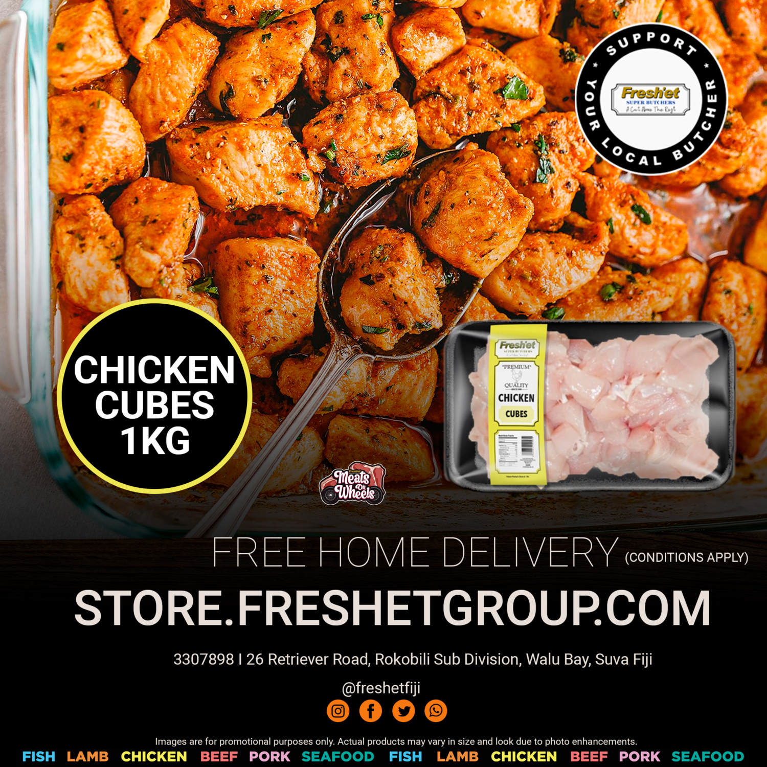 Chicken Cubes - 1kg