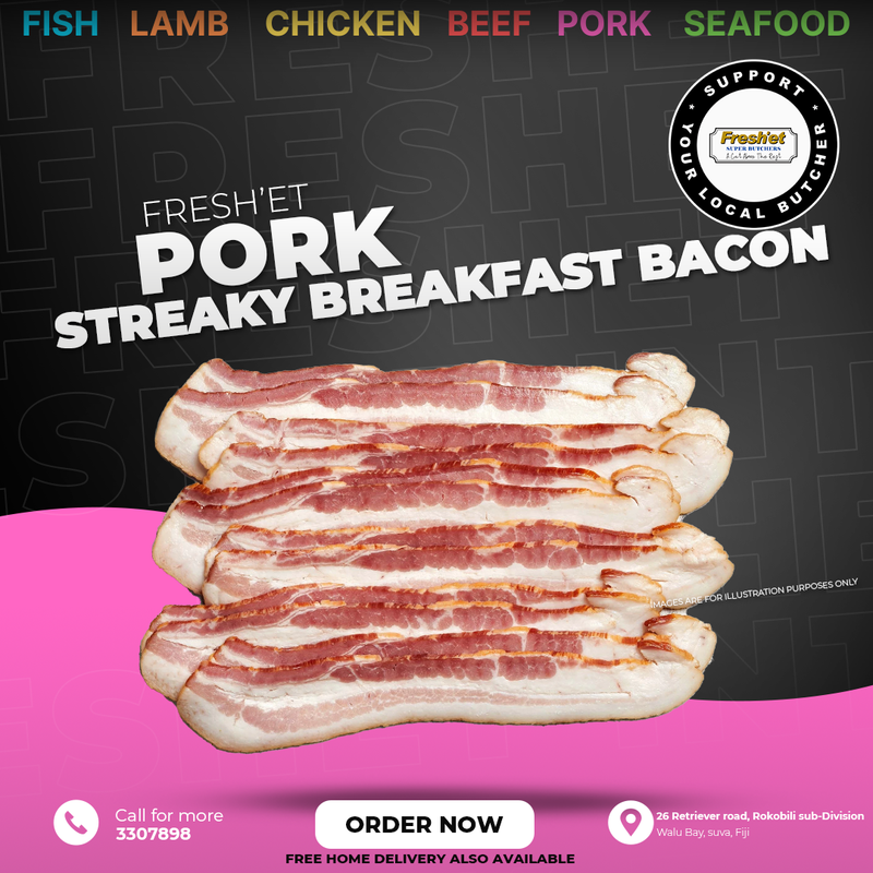 BACON - 250g Streaky Breakfast Bacon