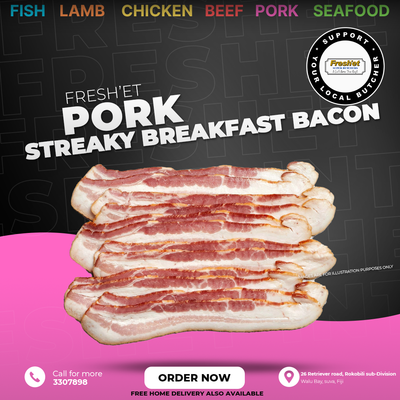 BACON - 250g Streaky Breakfast Bacon
