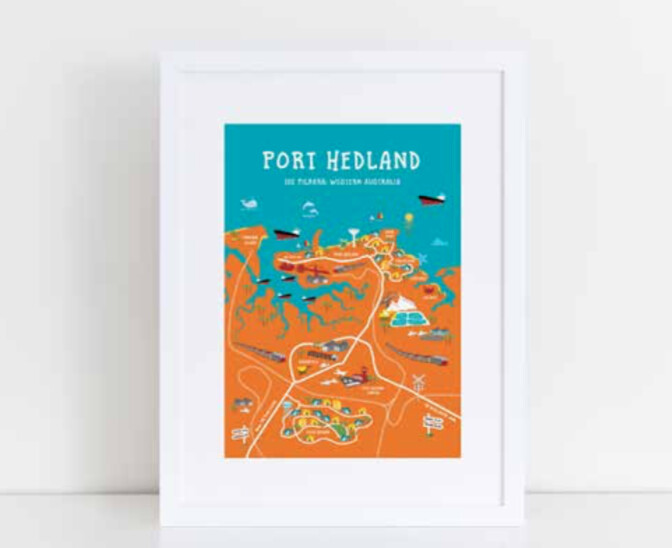 Port Hedland Map Postcard Small