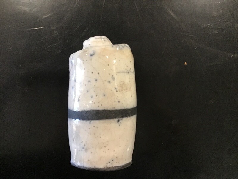 Small Vase - White crackle with black stripe