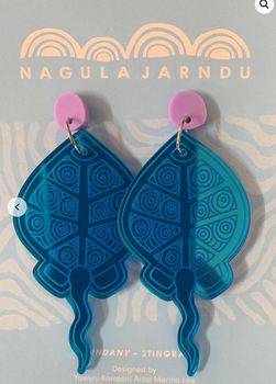 Nagula Jarndu Earrings Blue Stingray