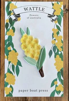 Paper Boat Press Wattle Brooch