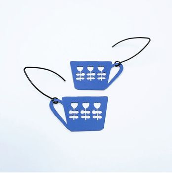 Mini Scandi Tea Cup Earrings in Colbolt Blue