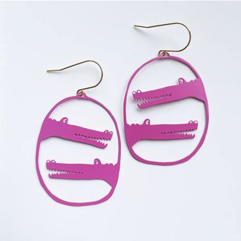 Croc Earrings in Hot Pink
