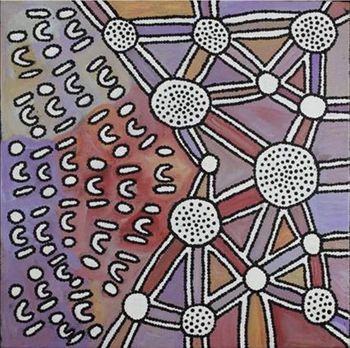 Bess Napanangka Poulson / Ngapa Jukurrpa (Water Dreaming) - Puyurru 46 x 46cm