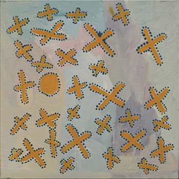 Kershini Napaljarri Collins /Ngatijirri Jukurrpa (Budgerigar Dreaming) 30 x 30