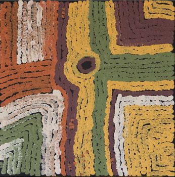 Maywokka Chapman (Mayiwalku)/35.5 x 35.5 cm/Ngurra (Home Country, Camp)