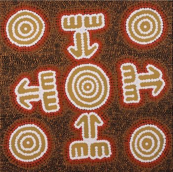 Belinda Napaljarri Wayne /Mala Jukurrpa (Rufous Hare-wallaby Dreaming) 30 x 30