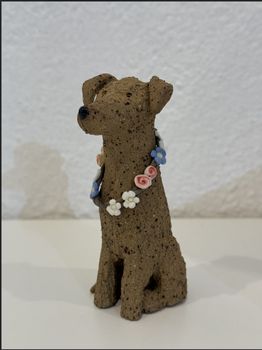 Julia Wade Pottery/ Dog Sculpture - Floral Garland 2
