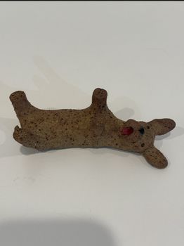 Julia Wade Pottery/ Dog Sculpture - Laying on back 2