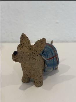 Julia Wade Pottery / Dog Sculpture with Skirt