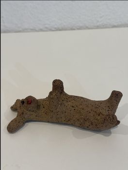 Julia Wade Pottery/ Dog Sculpture - Laying on back