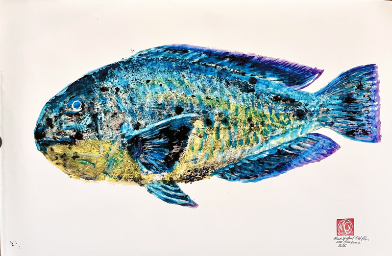 Mark Grey/ Gyotaku Print Bluebone A1