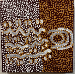 Clancy Jangala Watson / 30 x 30 cm / Ngapa Jukurrpa (Water Dreaming) - Puyurru