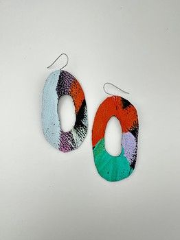 Lilly &amp; Mr Fletcher Abstract-painted Earrings Large I