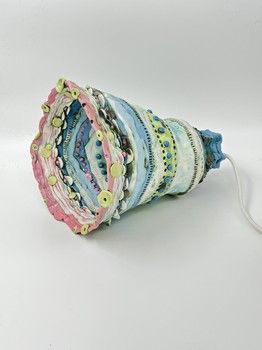 Peta Riley/ Sea Shell Porcelain Lamp Blue Green Pink