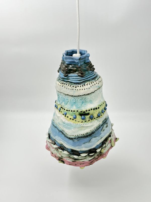 Peta Riley/ Sea Shell Porcelain Lamp Blue Green Pink