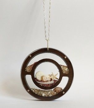 Rumma Designs Round Ocean Treasure Pendant on a sterling silver chain B