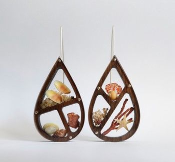 Teardrop Ocean Treasure Earrings - sterling silver hooks B