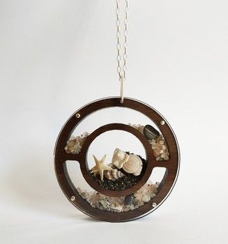 Rumma Designs Round Ocean Treasure Pendant on a sterling silver chain A