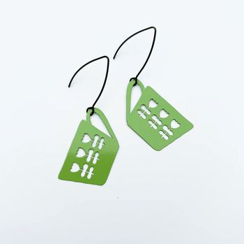 Denz and Co Mini Scandi Tea Cup Earrings in Green