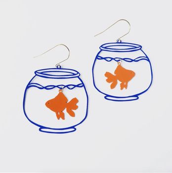 Denz and Co Fishbowl earrings in Blue & Orange