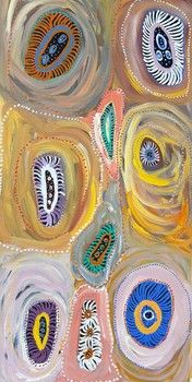 Lorna Linmurra / 76x152cm: Acrylic on linen / Water Holes