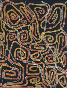 Stephanie Napurrurla Nelson / 76x61cm / Yarla Jukurrpa (Bush Potato Dreaming) - Yumurrpa