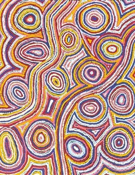 Sarah Napaljarri Sims / 76x61cm / Mina Mina Jukurrpa (Mina Mina Dreaming)