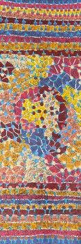 Charlene Napanangka Marshall / 122x46cm / Wanakiji Jukurrpa (Bush Tomato Dreaming)