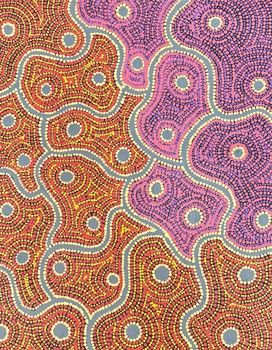 Risharna Nakamarra Dickson / 76x61cm / Warna Jukurrpa (Snake Dreaming)