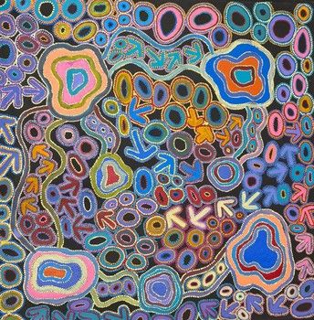 Lee Nangala Gallagher / 122x122cm / Yankirri Jukurrpa (Emu Dreaming) - Ngarlikirlangu