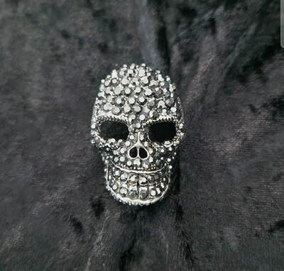 Skull Brooch Black & Silver