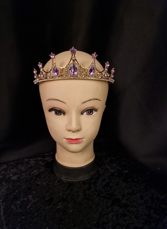 Purple Crystal Tiara Gold Tone 