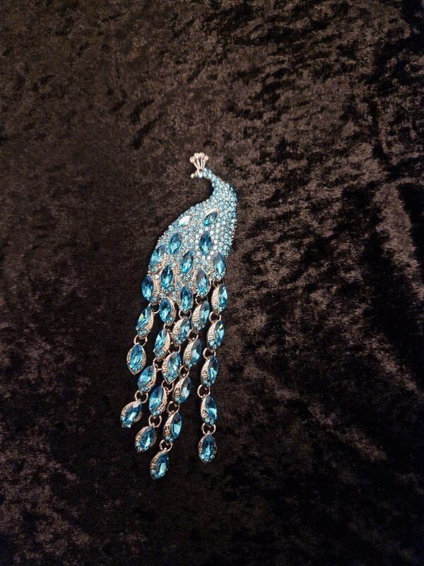 Peacock Brooch Blue