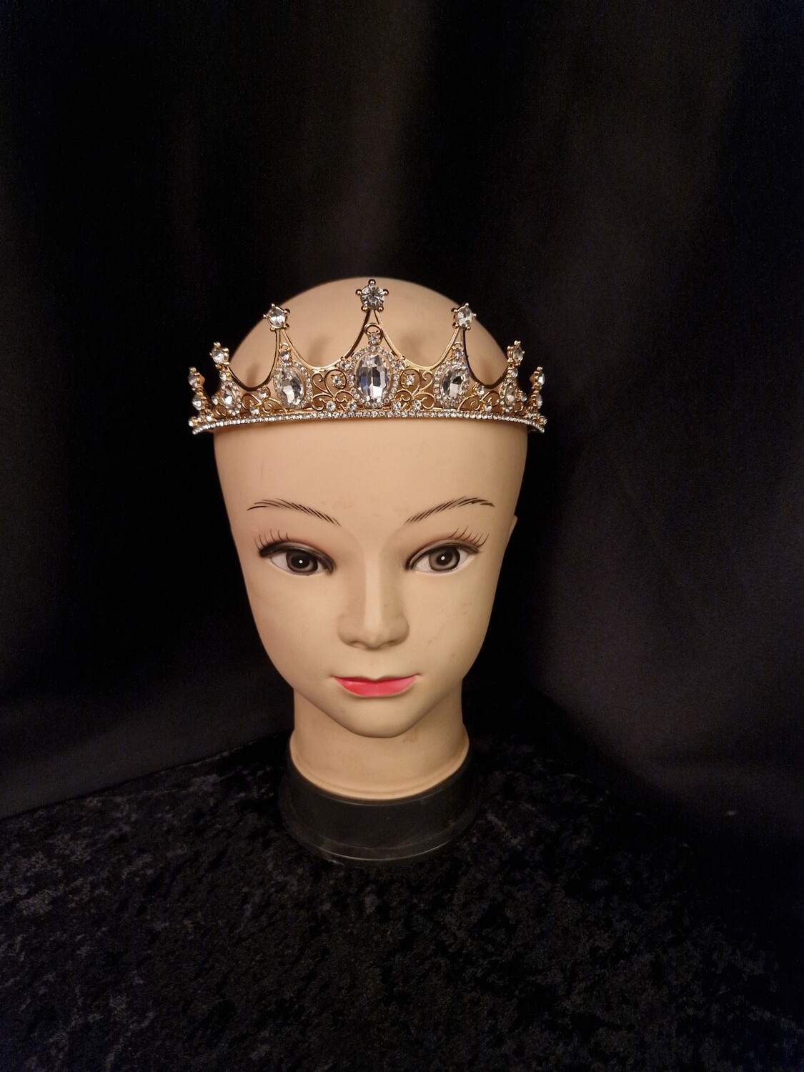 Clear Crystal Tiara Gold Tone 