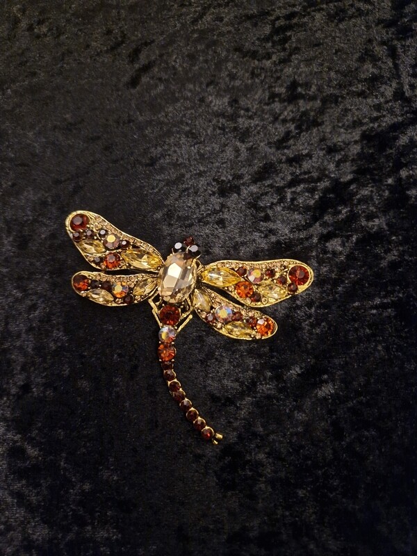 Dragonfly Brooch Brown