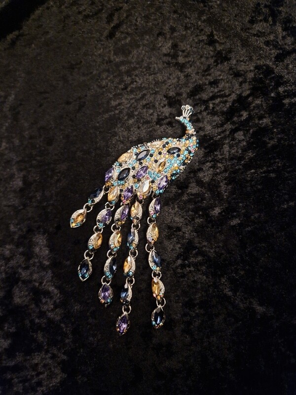 Peacock Brooch Multicolour