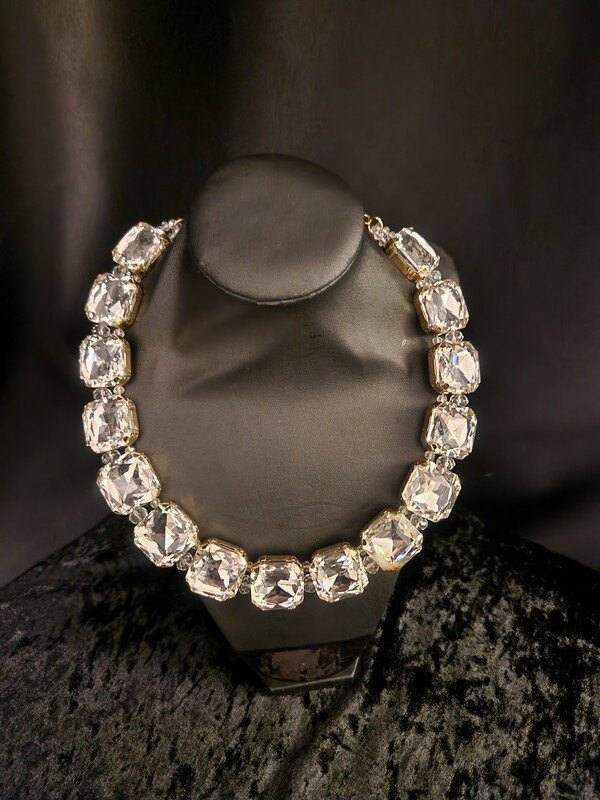 Clear Crystal Choker Style Necklace