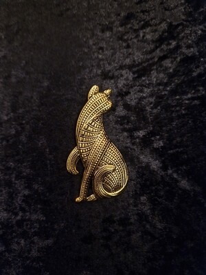 Cat Brooch Vintage Inspired Gold Tone