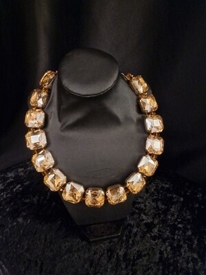 Gold Tone Crystal Choker Style Necklace