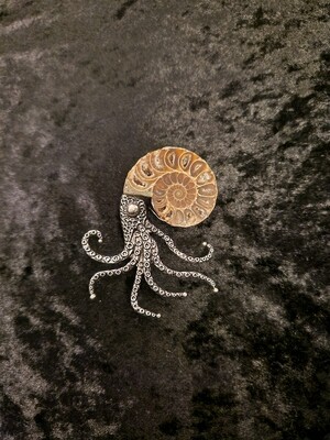 Octopus Brooch Ammonite